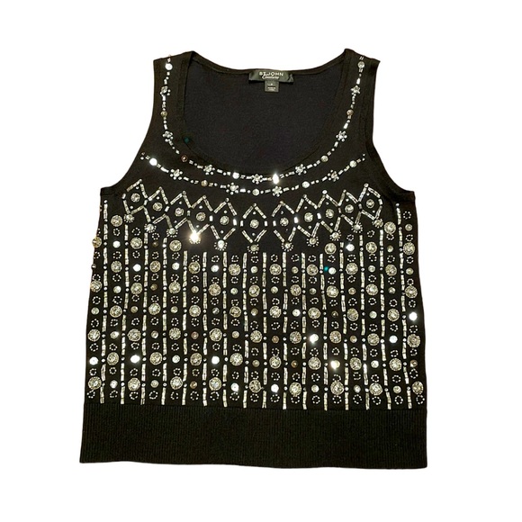 ST JOHN COUTURE black camisole with lots of bling, S, Never worn - Picture 1 of 11